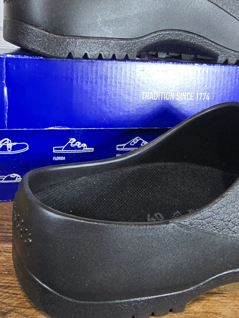 Birkenstock Slip Resistant Black Slip On Comfort Clog for Men Size 8